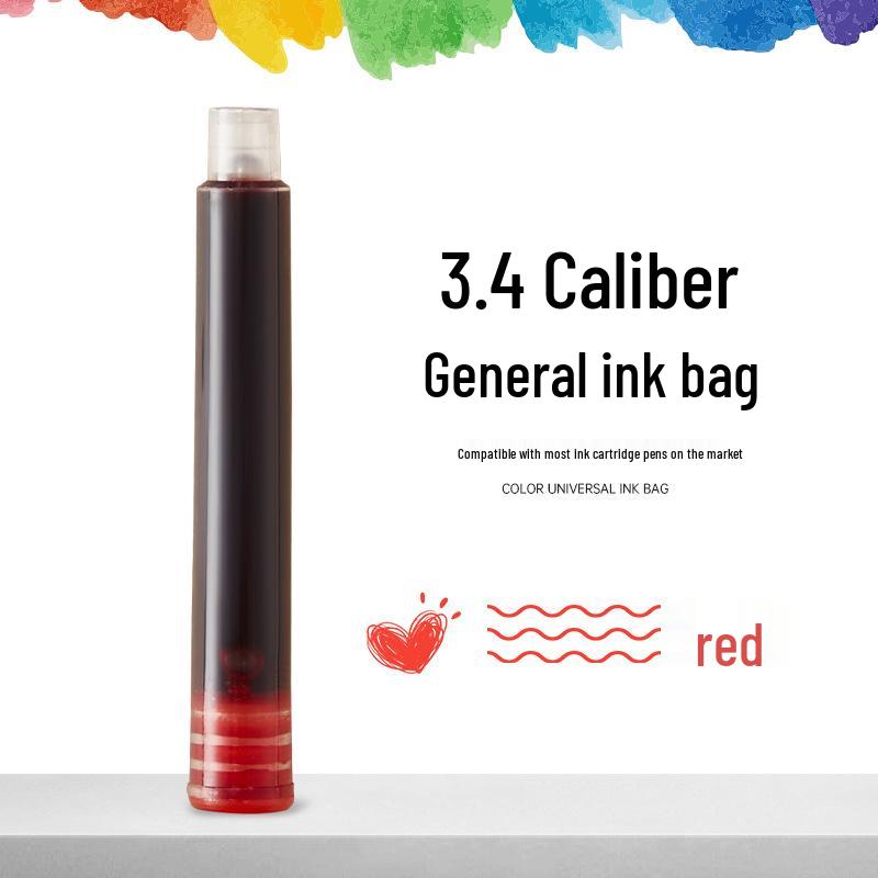 12 Color Universal Fountain Pen Ink Cartridges, Non-Carbon, 3.4 Caliber, Replaceable for Students