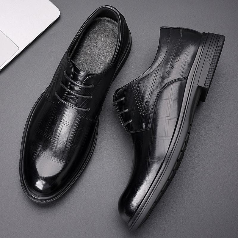 Leather Shoes Men's Leather Business Dress Men's Shoes Autumn New British Style High-end Single Shoes Men's Work Wedding Shoes