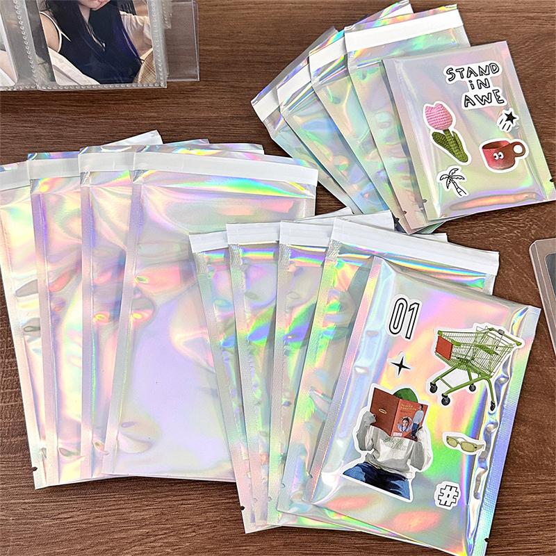 10Pcs Self-Sealing Laser Small Plastic Bags For Jewelry Pouch Jewelry Transparent Display Gift Packaging Storage Bag