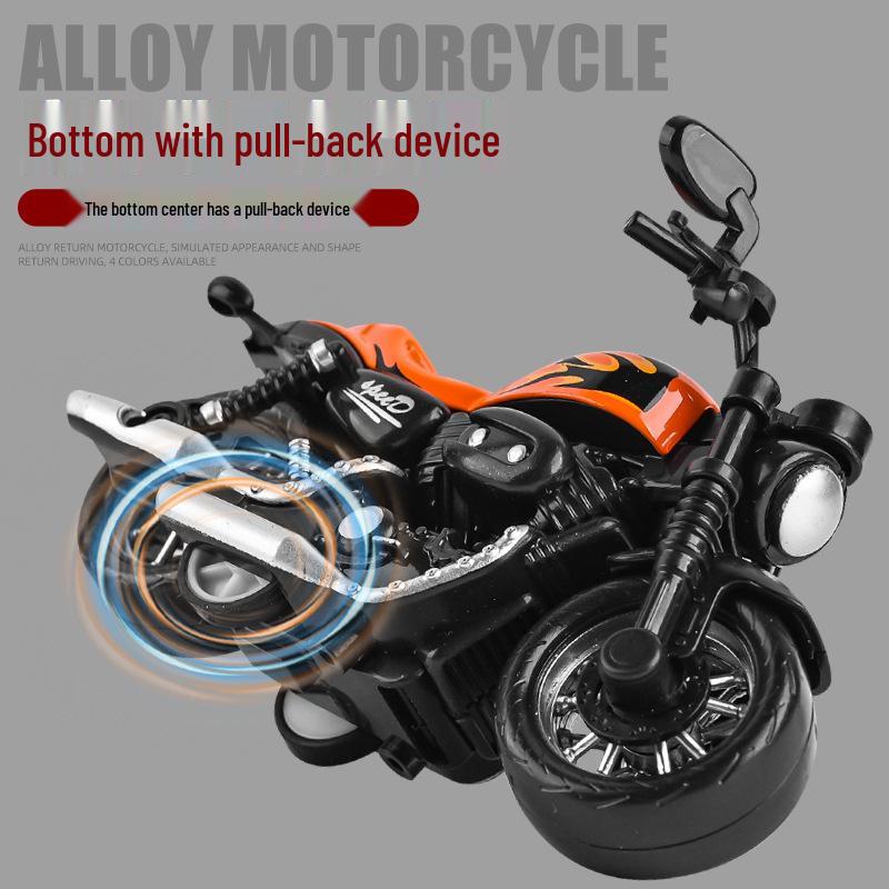 Douyin Kids' Pull-Back Alloy Motorcycle Model - Fire Dragon Toy for Boys