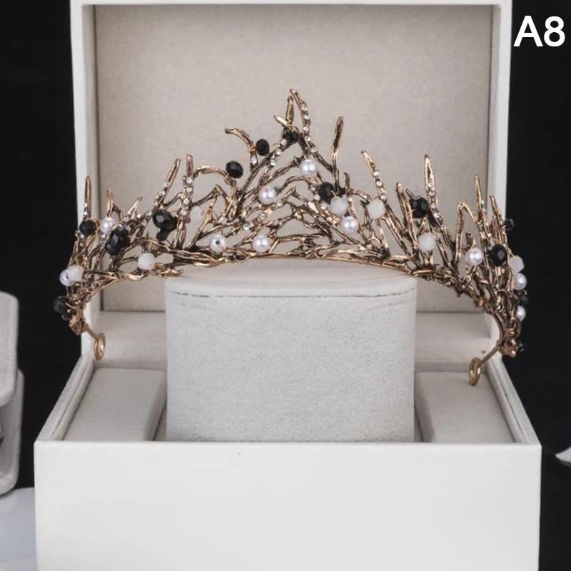 1Pc Bride Retro Black  Crown Queen Tiara Brides Wedding Jewelry