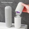 Portable Striped Toothbrush & Mouthwash Cup Set - Travel Toiletries Storage Box.