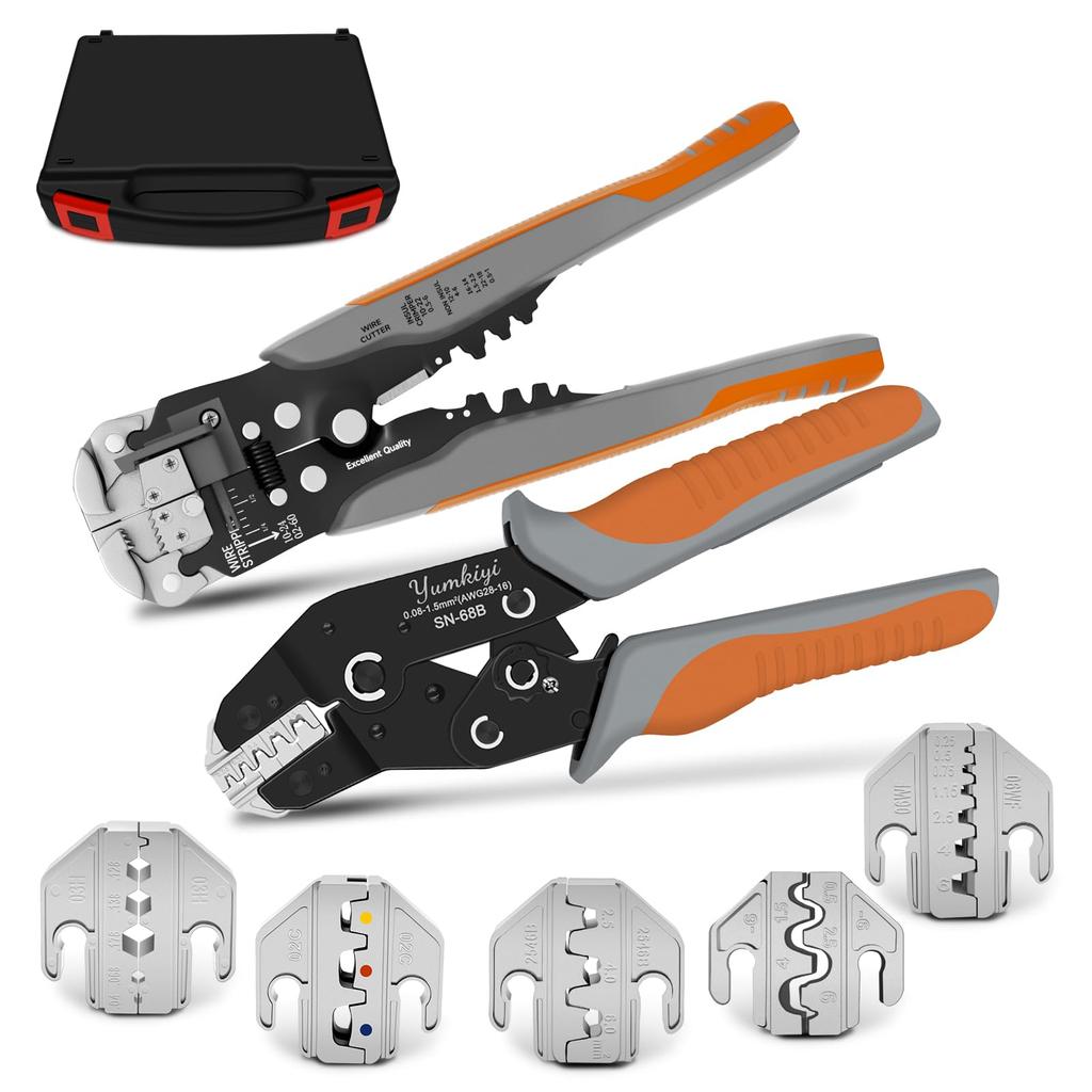 YUMKIYI Wire Stripper and Ratchet Crimping Pliers Tool Set Includes a Cable Wire and Crimping Tool with Interchangeable This Pliers Tool Is Compatible