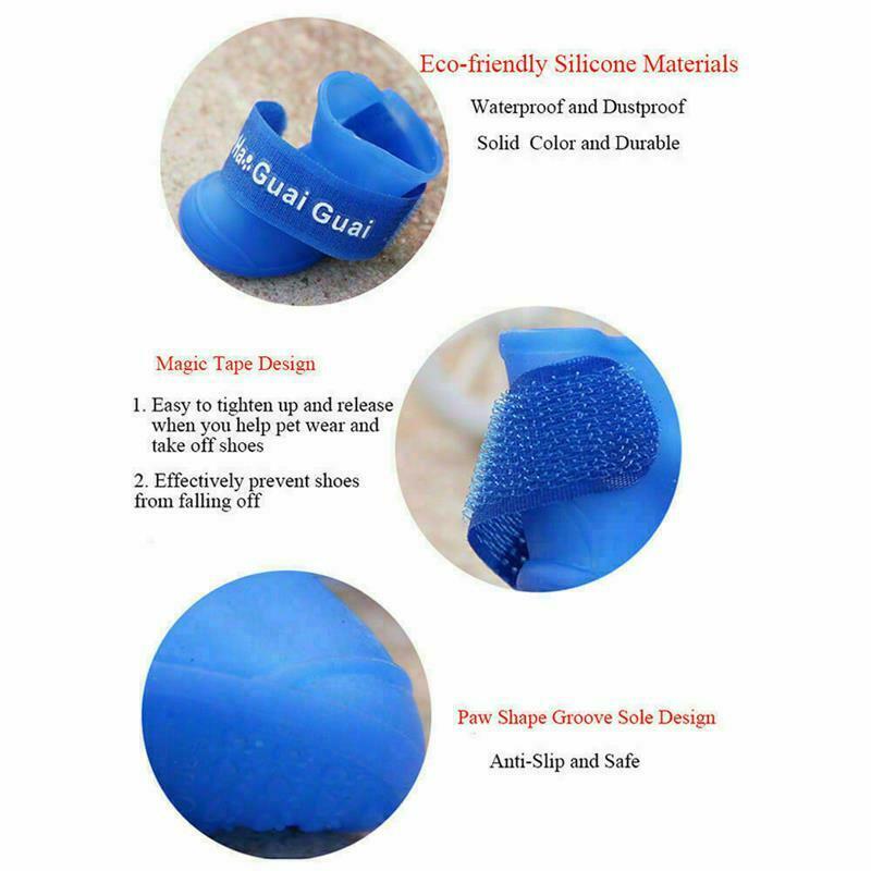 4Pcs Anti-Slip Pet Boots Dog Waterproof Shoes Protective Rain Booties Sock