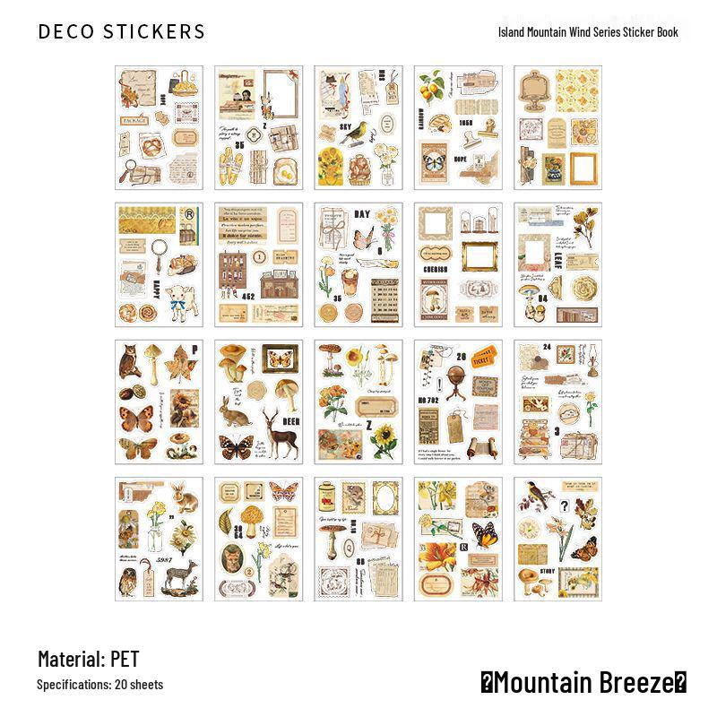 Infeel.Me Island Mountain Wind Series Sticker Book: DIY Journal Decoration - 4 Designs