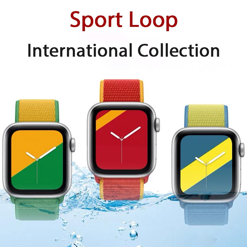 Nylon Strap for Apple Watch Band 44mm 40mm 42mm 38mm Wristband Belt International Collection Sport Loop Bracelet iWatch 5 4 3 Se 6