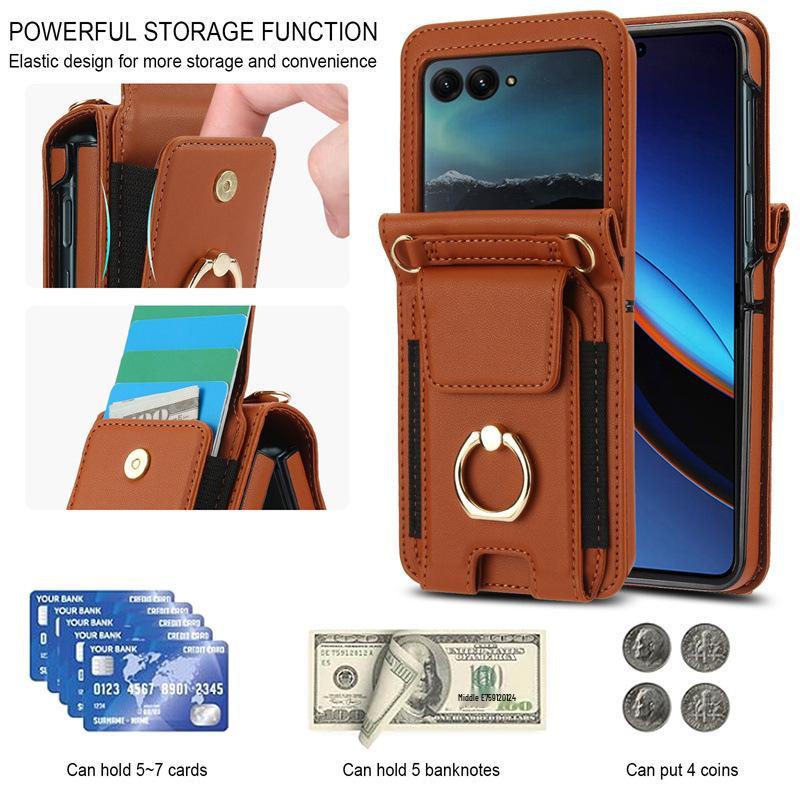 Samsung Z Flip7/6/5 Crossbody Protective Case with Card Slot & Folding Ring Stand