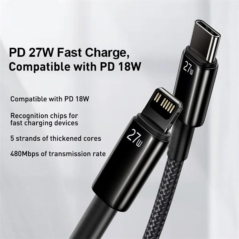 For Apple PD 27W USB C Charger Cable For iPhone 14 13 12 11 Pro Max Mini X XS XR 7 8 Plus Fast Charging Type C Cable Accessories