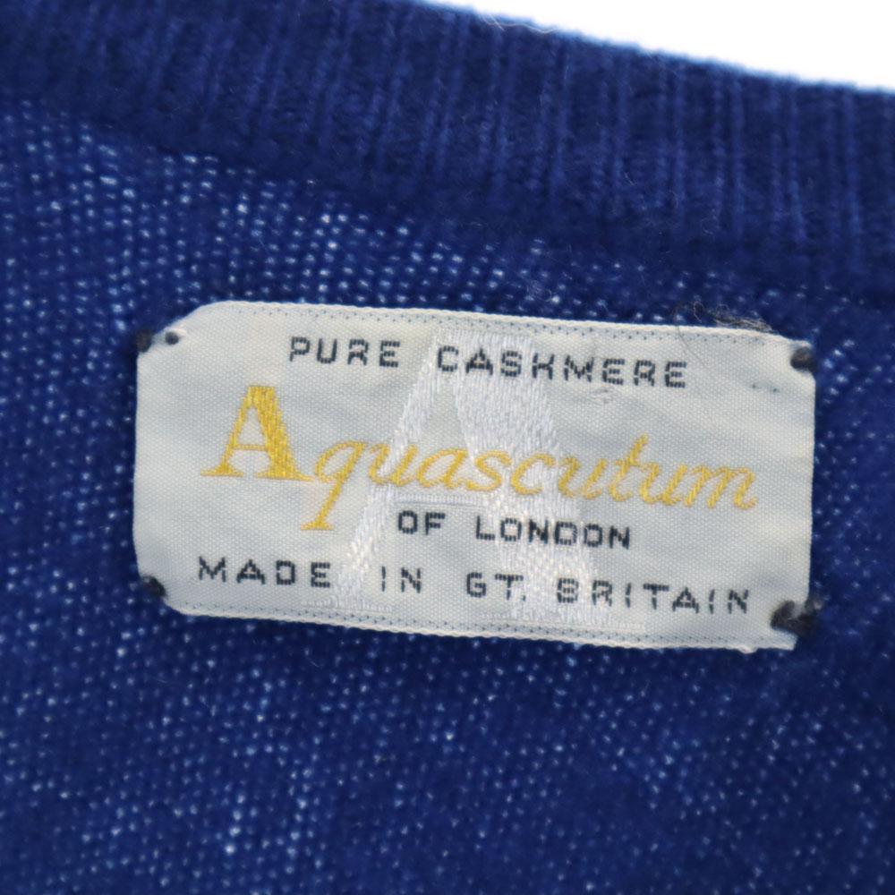 Aquascutum 70s 80s 100% Cashmere Vintage Long Sleeve V Neck Sweater Knit Women Used