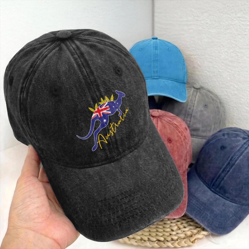 Australia Kangaroo Southern Cross Unstructured Baseball Caps Soft Gift Distressed Washed Aussie Flag Sun Cap Adjustable Hats