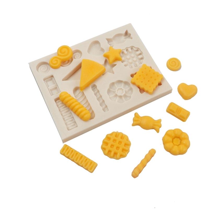 3D Süßigkeiten Waffeln Keks Silikon Flexibel Lebensmittelecht Form Ton Harz Keramik Süßigkeiten Fondant Süßigkeiten Schokolade Seifenform