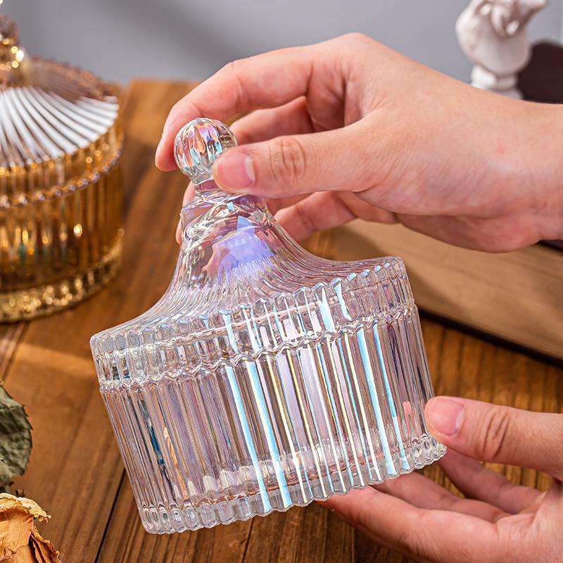 European Glass Bowl Jewelry Box: Crystal Demagnetization Purification Jar with Omamori Salt and Lid