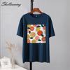 Shellsuning Casaul Kawaii Fruit Printed T Shirt Women Loose O Neck Short Sleeve Base Tees Female Simple Cotton Trendy White Tops