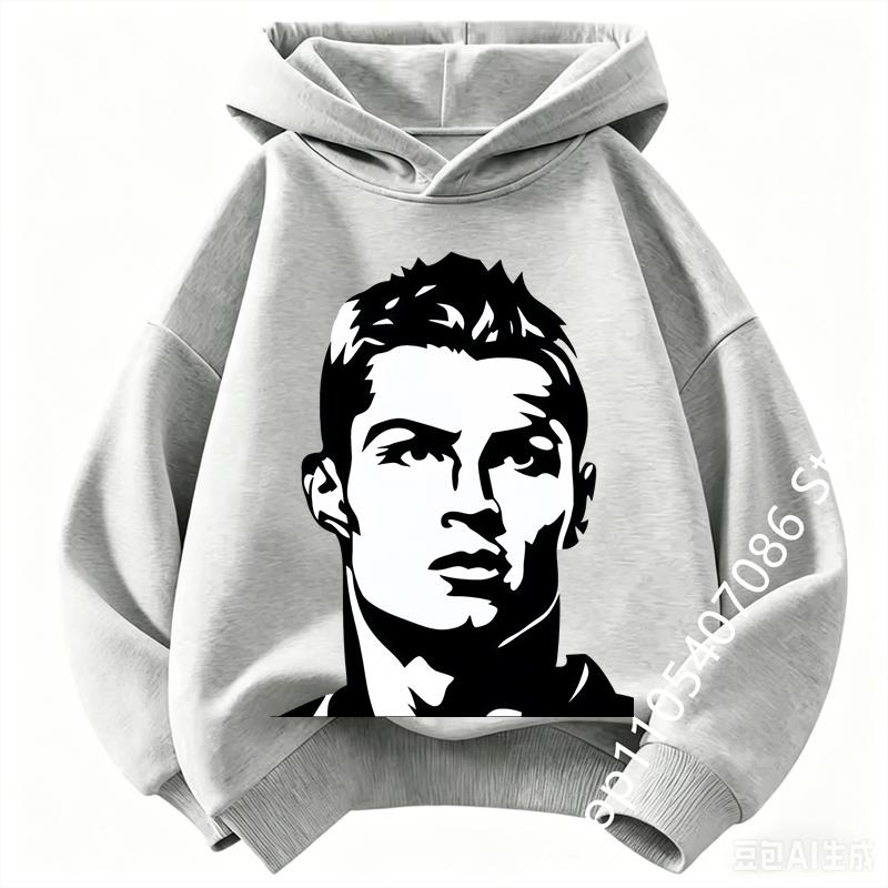Boys Cristiano Ronaldo Hoodie CR7 Football Player Graphic Hooded Sweatshirt Kids Casual Long Sleeve Sport Pullover