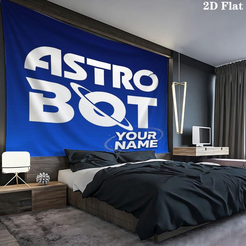 ASTRO BOT Custom Name Wall Tapestry Aesthetic Wall Hanging Printed Fabric Blanket Decorative Tapestries for Bedroom Living Room Home Decor