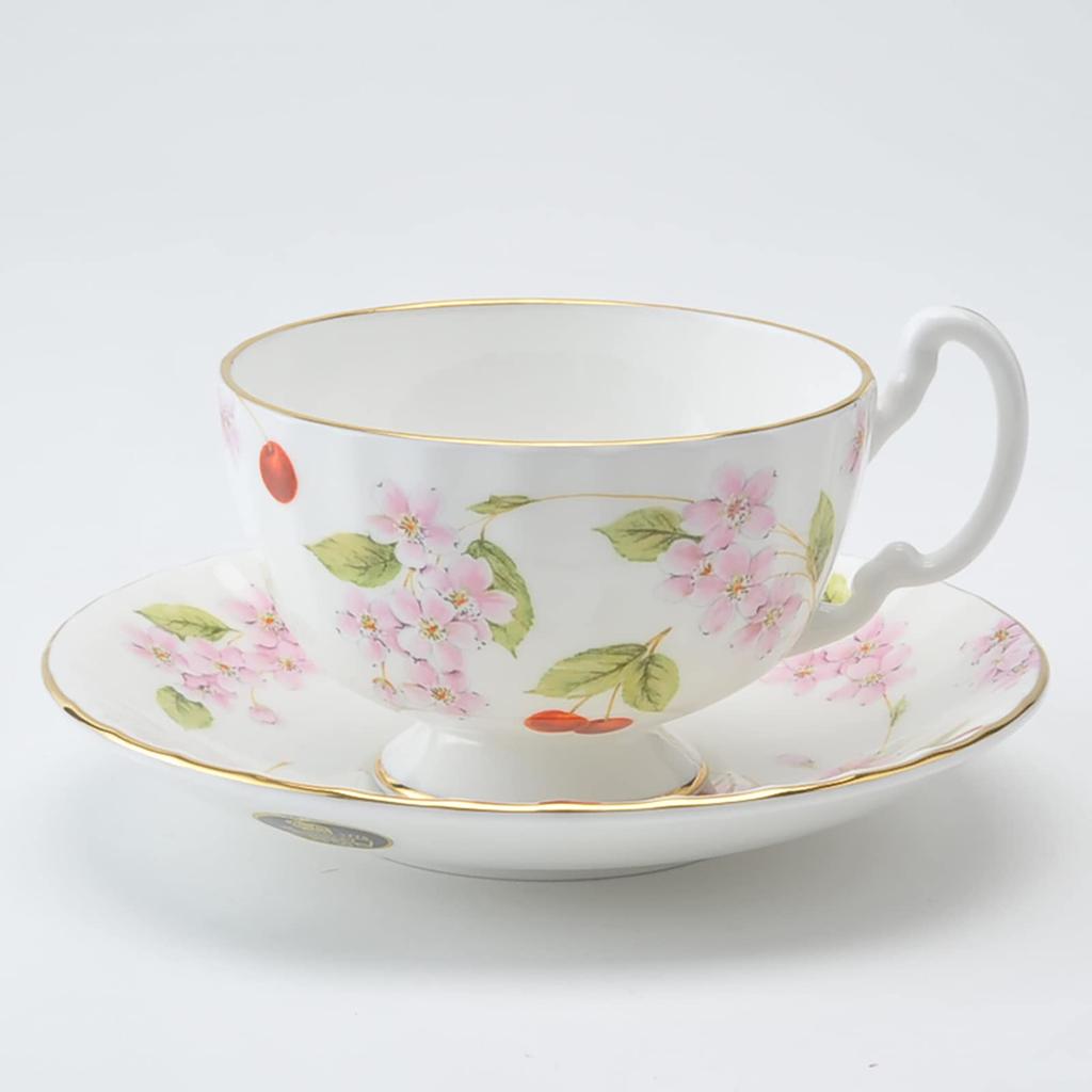 Aynsley Cherry Blossom Tea Cup & Saucer, Oban, Approx. 180ml, CBPT05006U