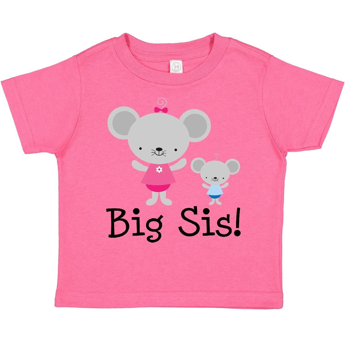 Inktastic Big Sis With Lil Bro Girls Sister Announcet Toddler kids boys T-Shirt Mouse 100