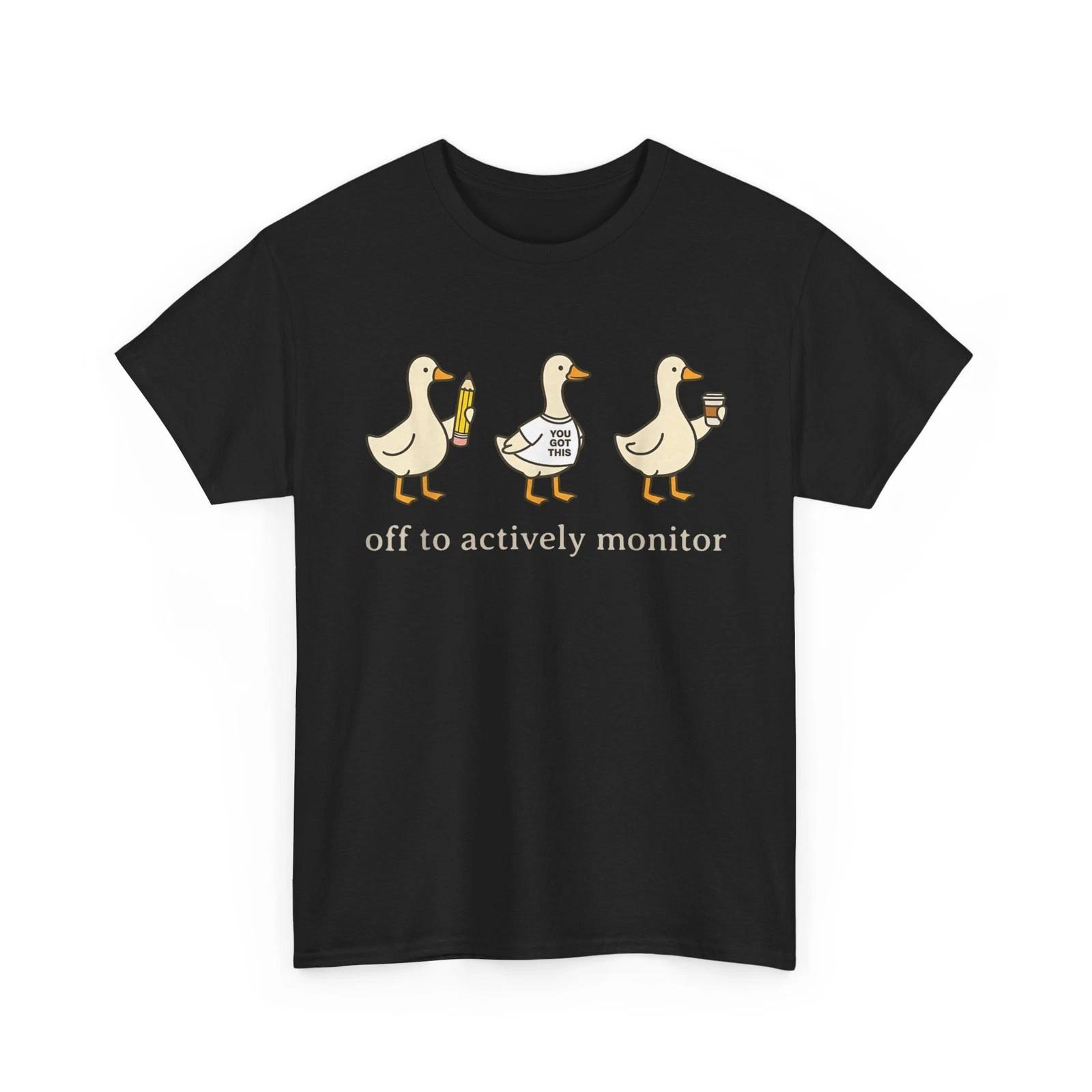 Off to Actively Monitor Shirt, Teacher Testing Day Goose Funny T shirt L