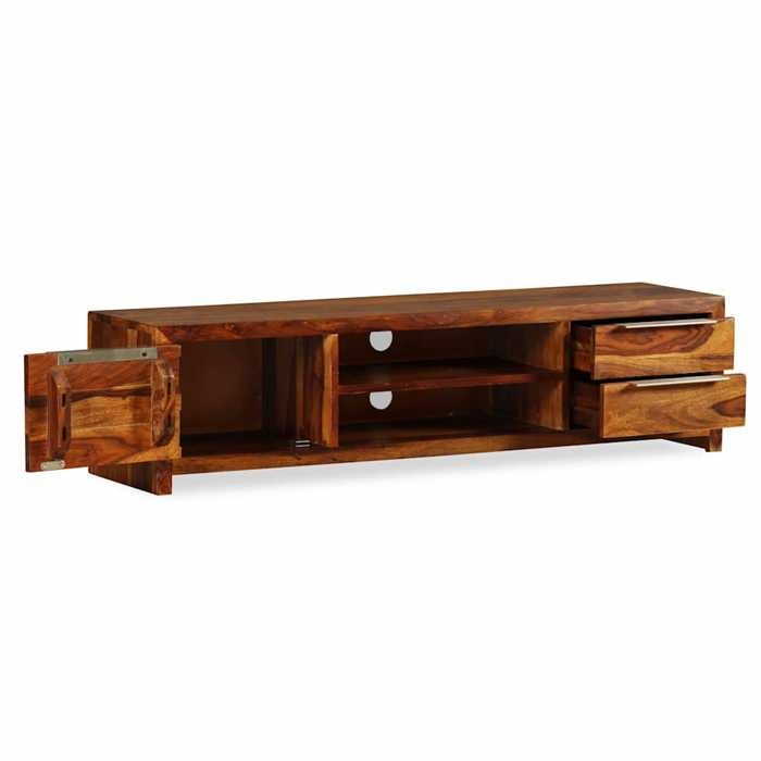 VidaXL Bois Massif de Sesham Meuble TV Armoire Basse Divertissement Salon 243945