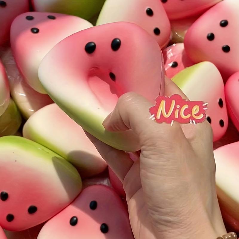 Kids Childrens Pink Green Watermelon Squeeze Squishy Fidget Toy Soft Playful Texture Stress Relief Sensory Toy for Birthday Party Favors