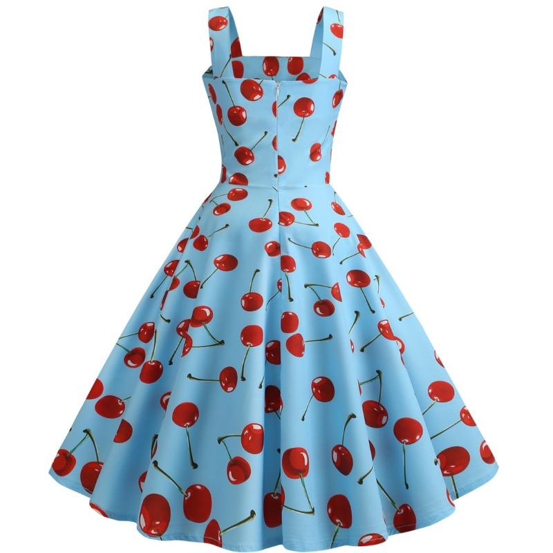 New product source Sexy strap single-breasted decorative cherry print pendulum skirt