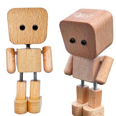 1Pc Shaking Wooden Man Figurine Car Dashboard Desktop Interior Gift Stress-relieving Creativity Decoration Auto Ornaments C I9F5