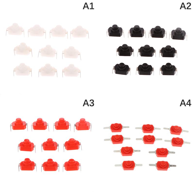 10 Stück 12 x 8 mm Ein-/Aus-Mini-Druckschalter für Taschenlampe, 1208 m, selbstsichernd