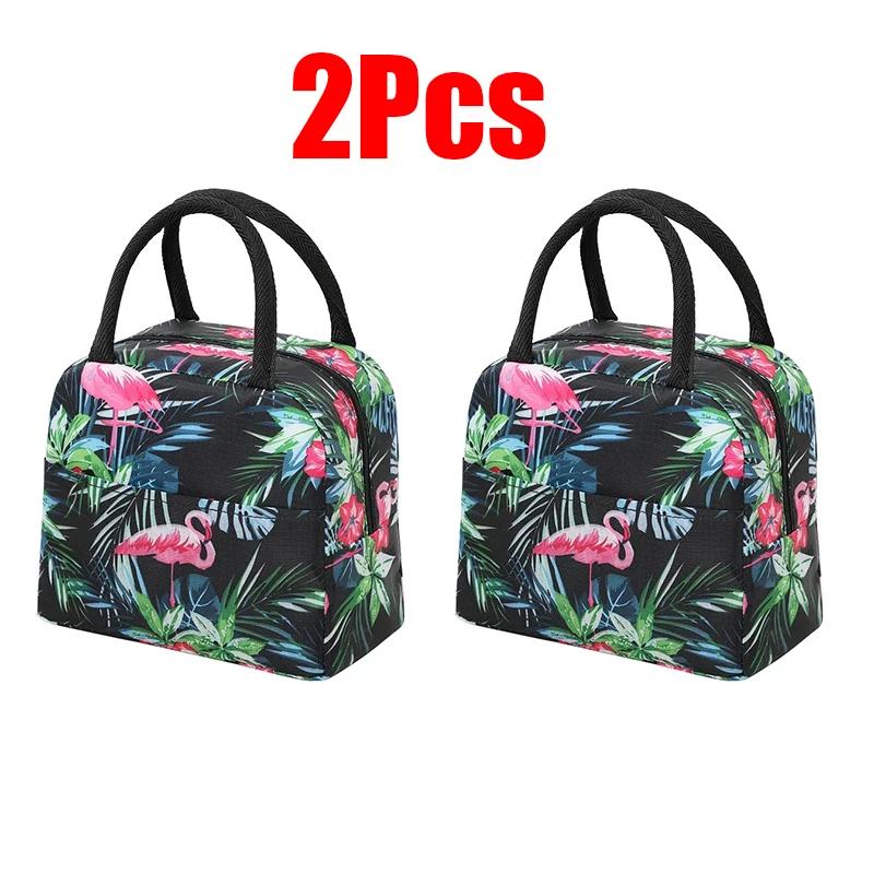 Lunch Bags Portable Thermal Insulation Cute Cartoon Print Storage Bag Children's School Lunch Box Bag Large Capacity Picnic Tote