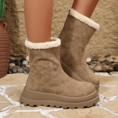 Damen Stiefeletten Koreanischer Stil Warme Baumwollschuhe für Damen Neue Verdickte Flusen Outdoor Schuhe Dicke Sohle Schneestiefel Damen