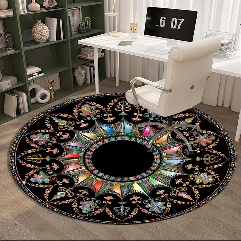 Celtic Moon Pentagram Art Round Carpet Chair Cushion Round Entryway Rug, Soft Round Rugs for Living Room, Bedroom, Circle Carpet Decor Gifts