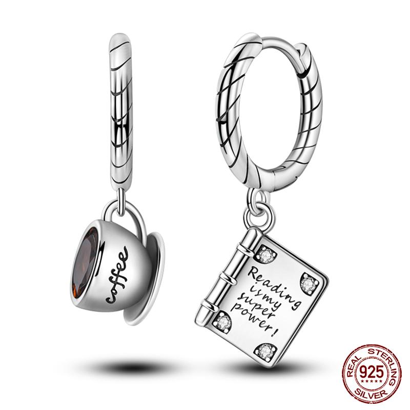 Charms Double Hoop Earrings For Women 100% 925 Silver Cubic Zircon Heart Star Moon Earrings Elegant Birthday Jewelry Gifts