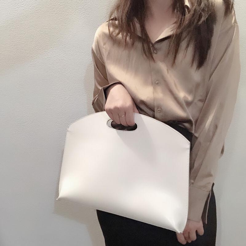 Women's Handbag New Large-capacity File Bag Fashionable Versatile Commuter Bag Leather Briefcase Envelope Clutch Bag