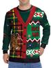 Plus Size Men's Festive Christmas Plaid and Bells [Print Sweater - Casual Round Neck Long Sleeve Pullover