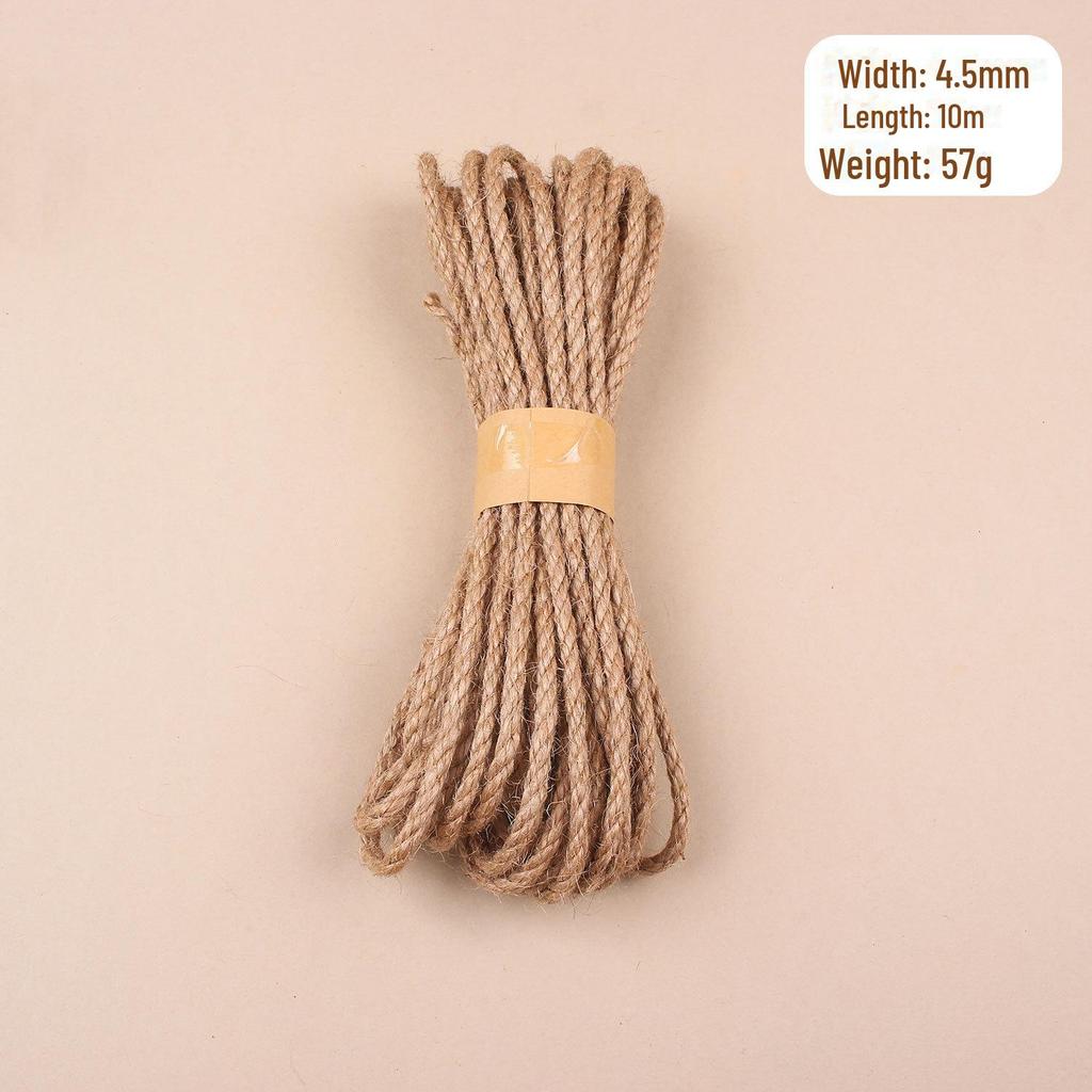 Thick Natural Hemp Rope for DIY, Decorative Binding, Gift Packaging & Cat Climbing