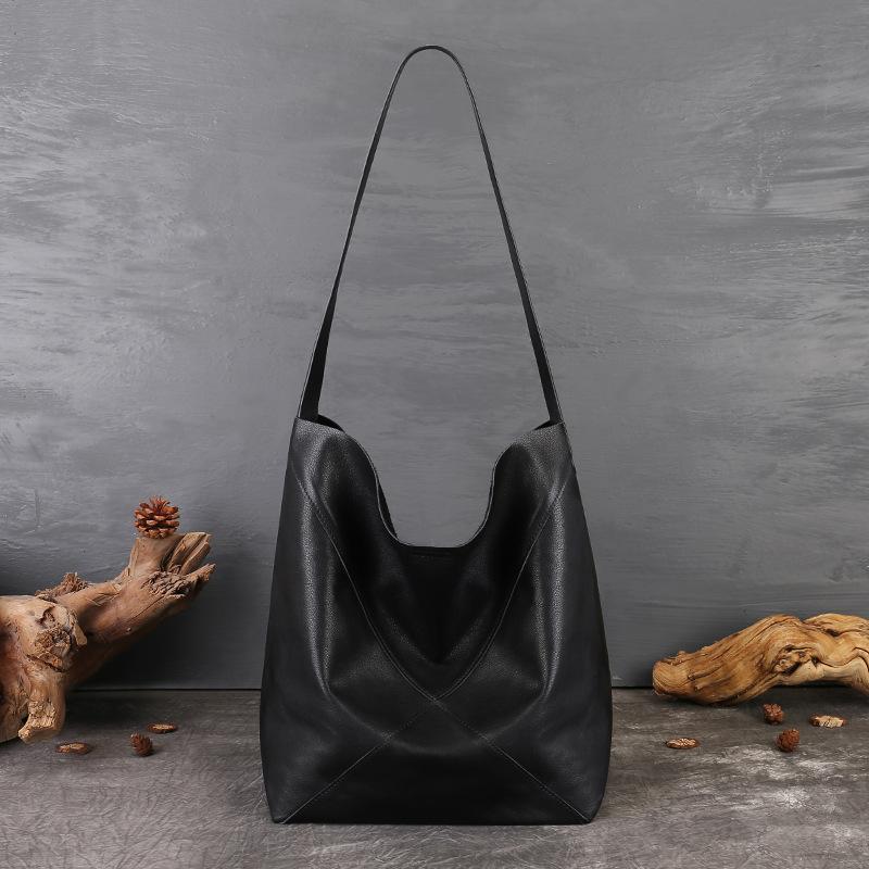 Johnature Borsa da Donna Retro di Grande Capacità Borsa a Tote in Vera Pelle Borsa a Spalla Versatile in Morbida Pelle di Mucca