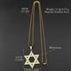 Israel Hexagram Je Magen David Edelstahl Anhänger Halskette für Damen Herren Davidstern Strasssteine Kette Schmuck