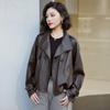 Women's Cropped Washed Leather-Look Jacket