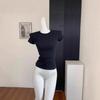 Sommer Pure Desire Slim-Fit Damen T-Shirt - Unifarben, Vielseitiges Kurzarm, Taillenformend, Trendiges Crop-Top