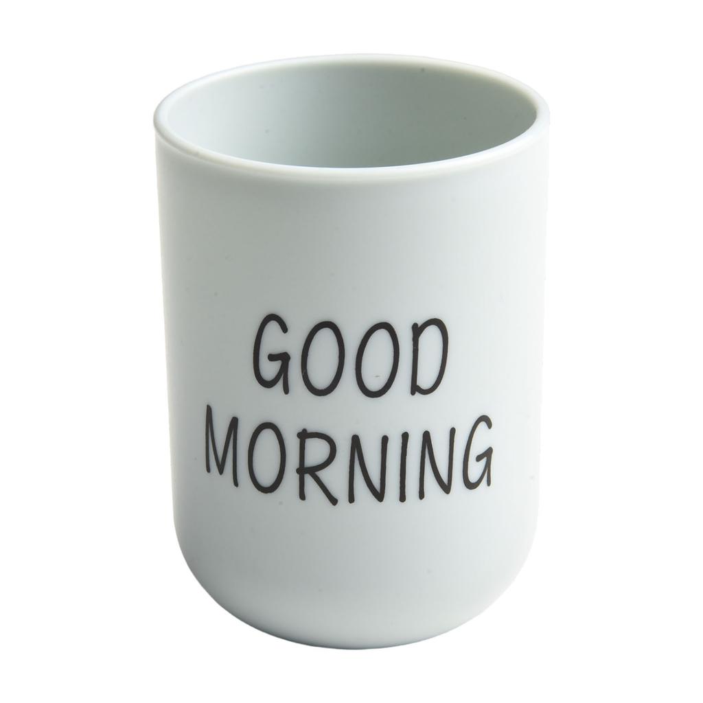 Multifunctional Toothbrush Holder Cup for Bathroom Tumbler Good Morning