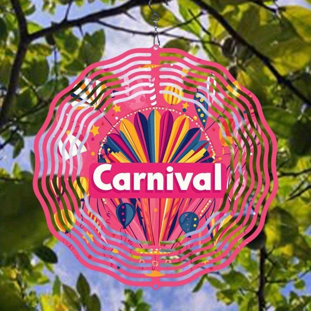 Open - 1pc Carnival Pattern 3D Mandala Wind Chime - Rotating Art Decor, Perfect for Garden, Courtyard and Home Decoration