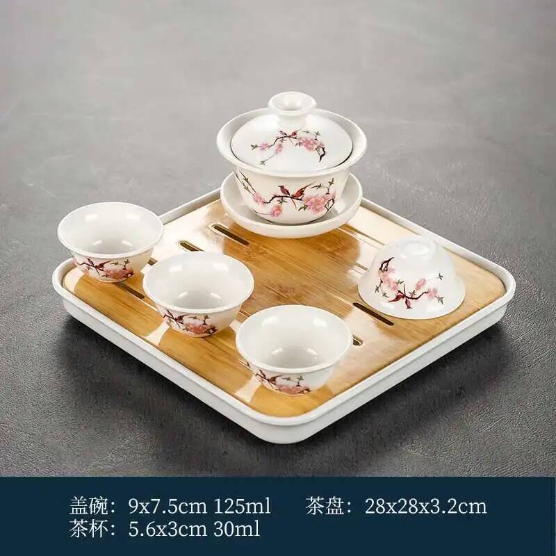 1 Gaiwan 4 Tassen 1 Teetablett Keramik Kung Fu Teegeschirr Haushalt eine Deckelschale vier Tassen Wohnzimmer Kung Fu Büro Empfang