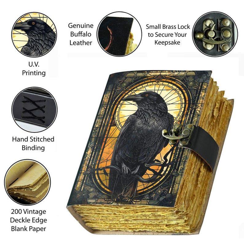 

The Raven Leather Journal: Gothic Grimoire Book of Shadows 7 x 5 inch