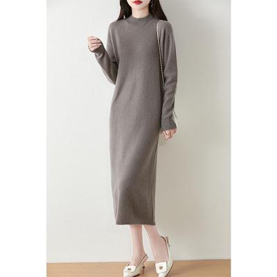 Damen Kaschmirkleid Qinghe Kaschmir 30% Kaschmir 70% Wolle Herbst und Winter Kaschmirrock weich und warm