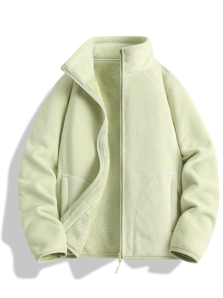 Unisex Fleecejacke mit Stehkragen - Lammfleece-Cardigan für Herbst und Winter, Kundenspezifisches Logo verfügbar