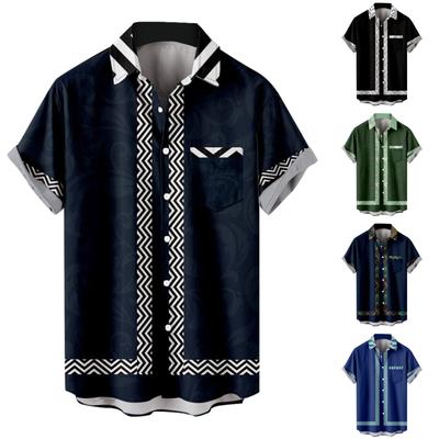 Men'S Casual Lapel Beach Holiday Wear Fashion Shirt Hawaiian Short-Sleeved Shirt