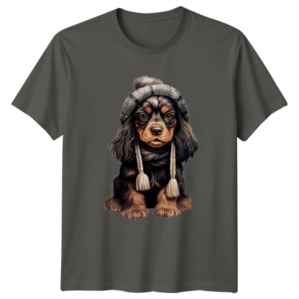 Dog Winter Hat Scarf Dogs Animals Unisexs TShirt Unisexs Tee Graphic Unisex Top S