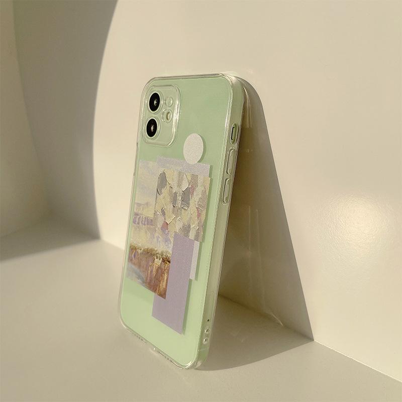 Husa de telefon cu pictura in ulei cu eticheta artistica Husa din silicon pentru Iphone 11 13 14 Pro Max Mini 12 Xsmax X Xr 7 8 Plus Ins Husa drăguță Capa