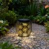 Metal Solar Garden Lantern Portable Hanging Outdoor Lantern for Patio Yard Camping Indoor Outdoor Ambient Lighting Decoration