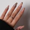 Pack of 24 Press On Nail with Leopard Print Pattern Designs Medium Length French Tip Almond Shape False Nail for Women