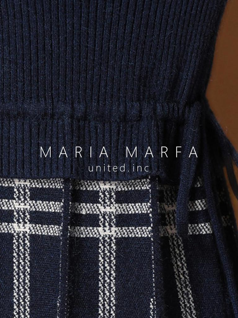 MARIA MARFA Checked Long Perfect for Size M Women's Dress, Sleeves, Commuting, Black, (5A-M07-BKM)
